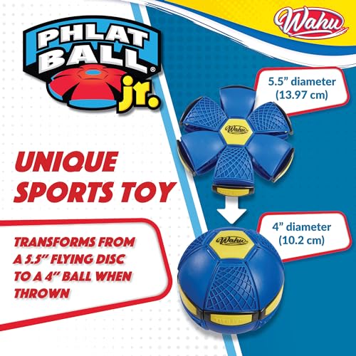 Wahu - PHLAT BALL Junior - Blau - Mini Faltbare Wurfscheibe - Outdoor-Spiele für Kinder ab 5 Jahren - Innovative Ball 10,2cm, Frisbee 15,2cm - Outdoor-Spiele für 2+ Spieler - Mini-Reiseversion
