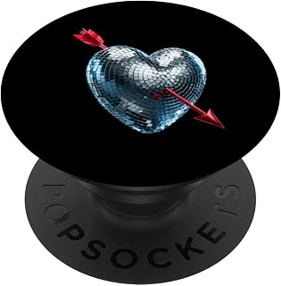 Disco Ball Heart Dancing Club Disco Dance Party PopSockets Adhesive PopGrip