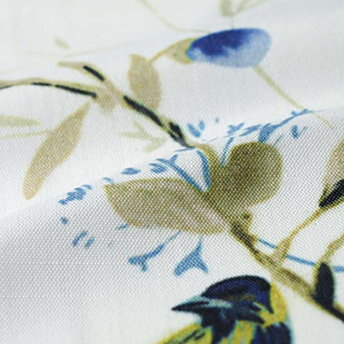 Leeva Blue Window Treatment Curtains For Sliding Door, Garden Elegant Style Birds Print Pattern Grommet Curtain And Drapes For Living Room, 2 Panels, 52X84 #TOP6