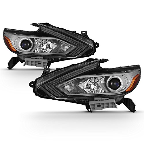 AKKON - [Halogen Type For 2016-2018 Altima 4DR Projector Chrome Headlight Driver+Passenger Pair Replacement