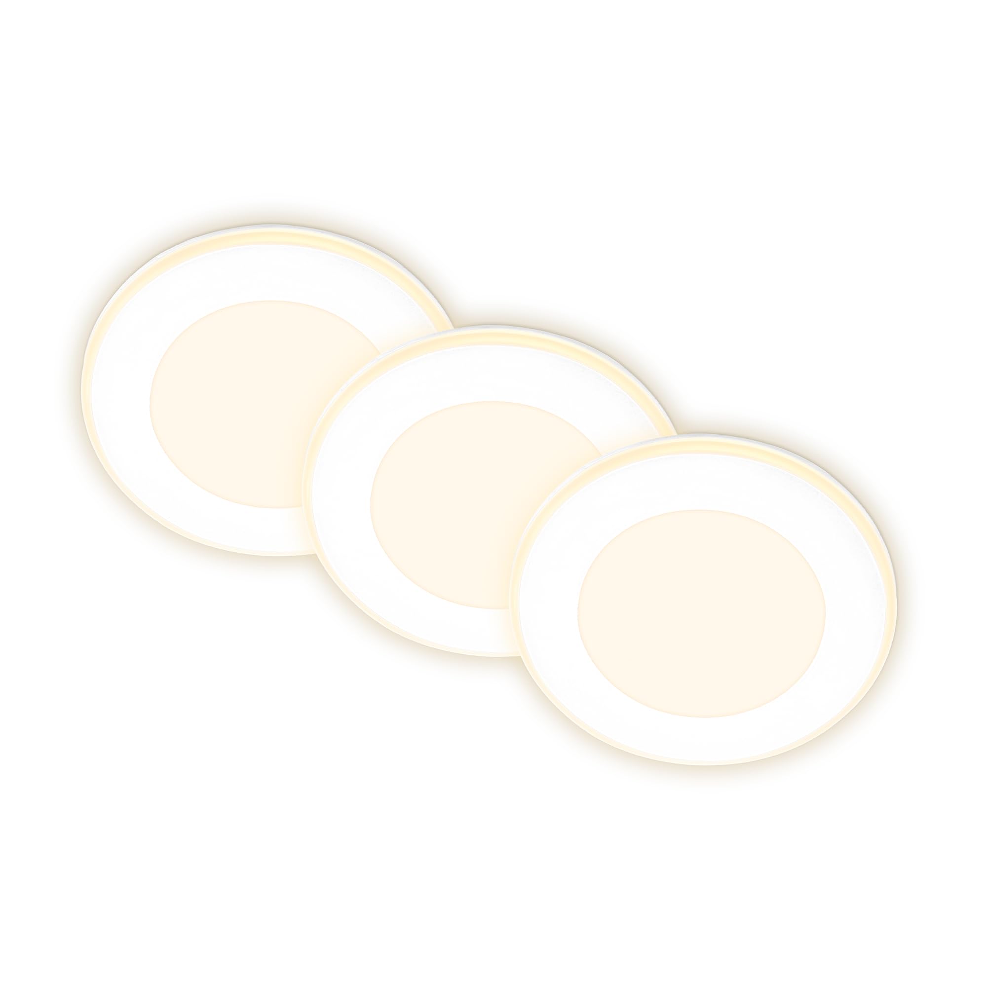 BRILONER - Set of 3 recessed LED spotlights 230V with Night Light Function, Surfaces and Rings Separately switchable, Memory Function, LED spot, Flat, Ceiling spotlights, Living Room, 68mm, 93x30mm