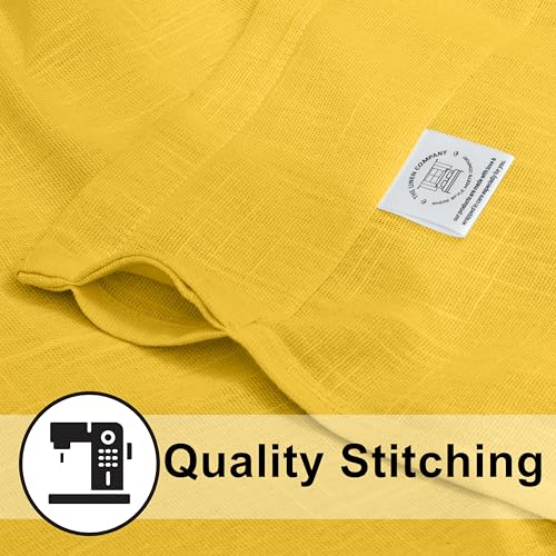 Image of THE LINEN COMPANY Cotton Sheer Curtains - Linen Texture Transparent Drapes with Rod Pocket, Light Filtering Privacy Curtains for Small Windows, 4 Feet, Lemon, Pack of 2