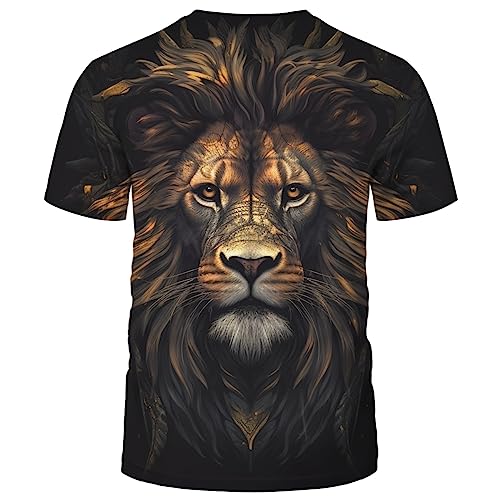 Mens Animal Lion 3D Print T-Shirt Casual Short Sleeve Tee Shirt3