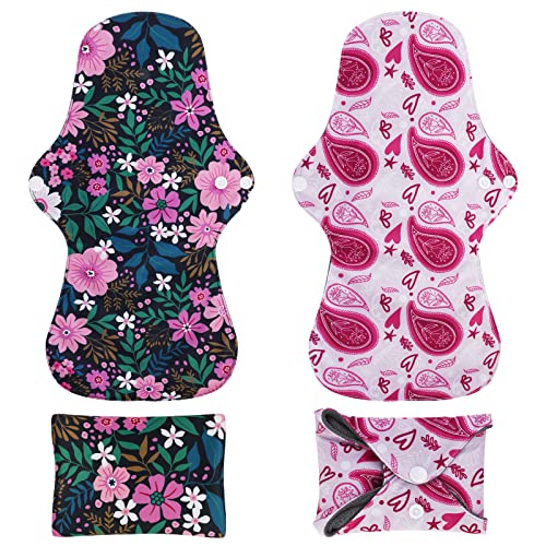 Image of PHOGARY Reusable Menstrual Pads (7 in 1), Bamboo Cloth Pads for Heavy Flow with Wet Bag, Washable Overnight Cloth Panty Liners Period Pad, Large Sanitary Pad Set with Wings for Women (Pack of 3)