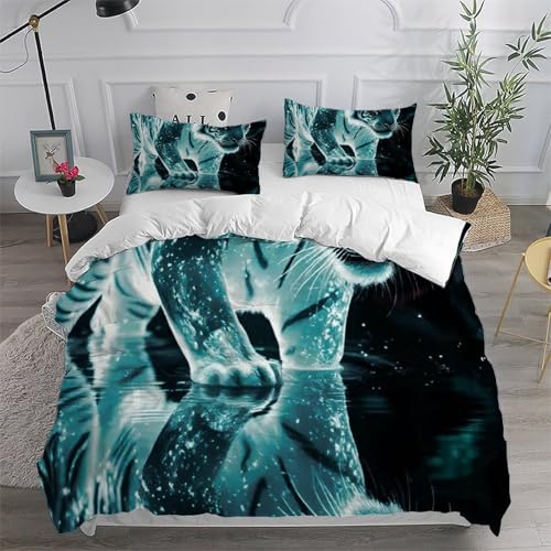 Housse de couette super king tigre fantôme microfibre - 6