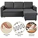 Yaheetech Sectional Sofa L-Shaped Sofa Couch Bed w/Chaise & USB, Reversible Couch Sleeper w/Pull Out Bed & Storage Space, 4-seat Fabric Convertible Sofa, Pull Out Couch for Living Room Dark Gray