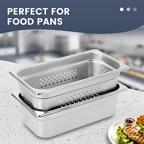 BIEAMA 1/3 Size 4\" Deep, NSF Anti-Jam Perforated Stainless Steel Steam Table Pan, Hotel Pan
