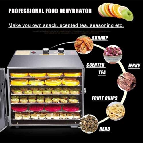 6 Tablett Dörrgerät Dörrautomat Rostfreier Stahl Lebensmitteltrockner Mit Timer Und Temperaturregelung Obsttrockner Maschine Für Dörrfleisch, Fleisch, Obst, Gemüse, Kräuter Leicht Zu Reinigen 600W – Bild 3