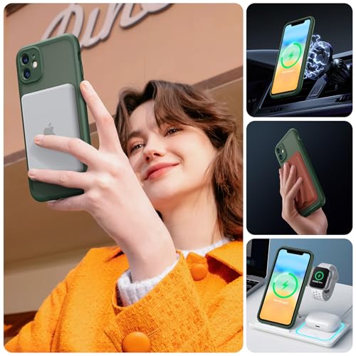 Image of TOCOL for iPhone 11 Case, Compatible with Magsafe, Full Camera Protection, Built-in Magnets, Drop Protection, Translucent Matte Phone Case for iPhone 11 6.1 inch (Alpine Green)