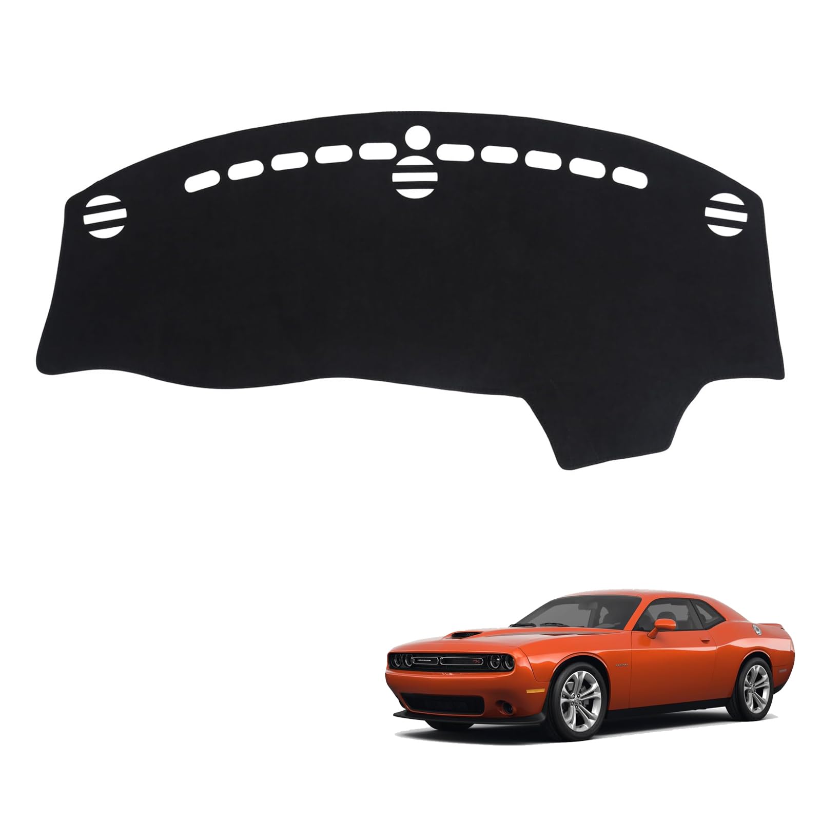 Hellet Armaturenbrettabdeckung für Dodge Challenger Zubehör 2015–2024, schwarze Flanell-Armaturenbrett-Matte, um Risse und Verblassen des Armaturenbretts zu reduzieren