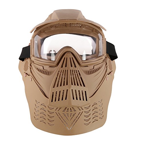 Tenoburian Tactical Airsoft Mask with Lens Goggles, Neck Protection Full Face Mask for CS Movie Props Paintball Cosplay