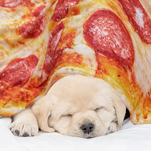 Qiyi Pizza Blanket 2.0 Double Sided For Adult And Kids, Giant Funny Food Throw Blanket, Novelty Round Taco Blanket, Warm Soft Tortilla Blanket 60" In Diameter, Prosciutto Pizza 2 #TOP2
