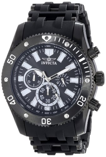 Invicta Men's Sea Spider 50mm Black Stainless Steel and Polyurethane Band Quartz Watch, Black (Model: 14862)