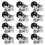 Yahee 12pcs Ruedas para Muebles 25 mm Ruedas Giratorias Goma Pequeñas Ruedas de Sillas Ruedas de Transporte para Carritos
