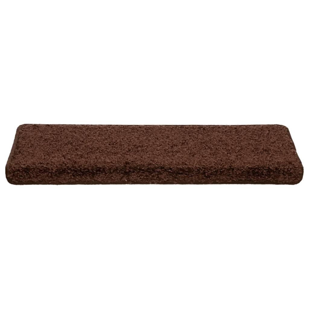 Maty na schody, 10 szt., 65 x 21 x 4 cm, brązowe, prostokątne krawędzie, materiał, ochraniacze na schody z dwustronnymi taśmami samoprzylepnymi, antypoślizgowe, do wnętrz, nakładka na schody