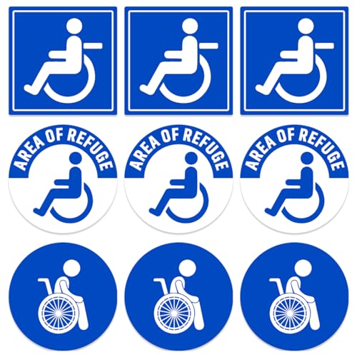 Image of Wheelchair Accessibility Sign Stickers 9Pcs Decal Symbol Ada Compliant Handicap Icons for Area Refuge and Accessible Zones Durable Selfadhesive Vinyl Indoor Outdoor Use