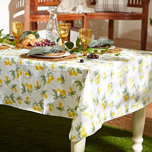 Dii Summer Lemon Vinyl Tabletop Collection Flannel Backed Tablecloth, Indoor/Outdoor, Rectangle, 60X102 #TOP2