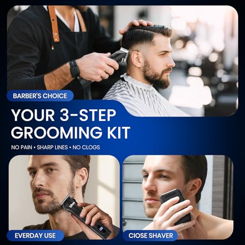 Image of Ufree Hair Clippers for Men, Beard Trimmer, Foil Shaver 3-in-1 Grooming Kit | Type-C Fast Charging & LED Display Pro Cordless Barber Clipper for Home Haircuts, T-Blade for Seamless Fades, for All Hair