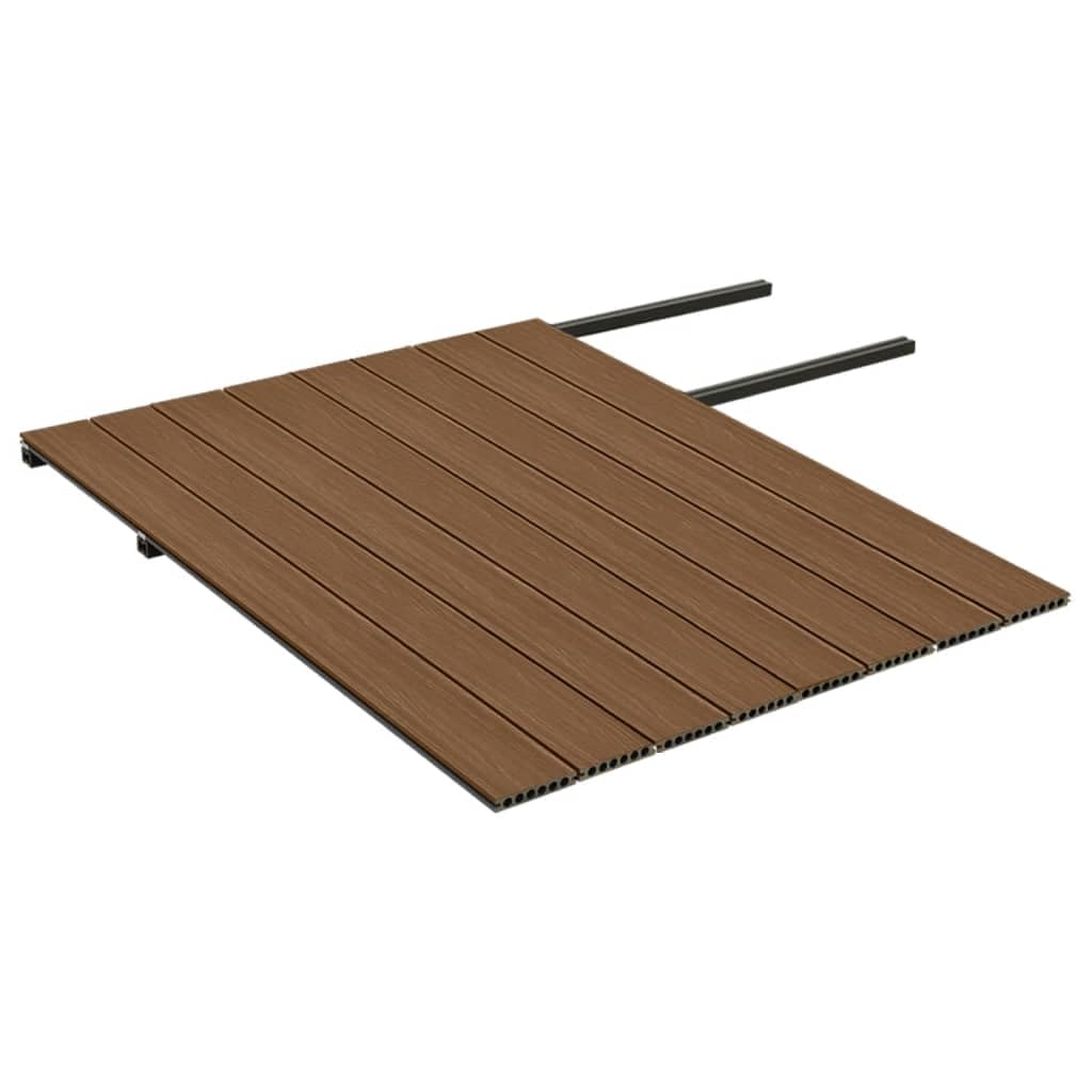 Lot de lames de terrasse WPC marron et gris en composite bois-plastique 16 m² 2200 x 140 x 23 mm avec accessoires pour balcon, terrasse, zone de piscine, durables et imperméables