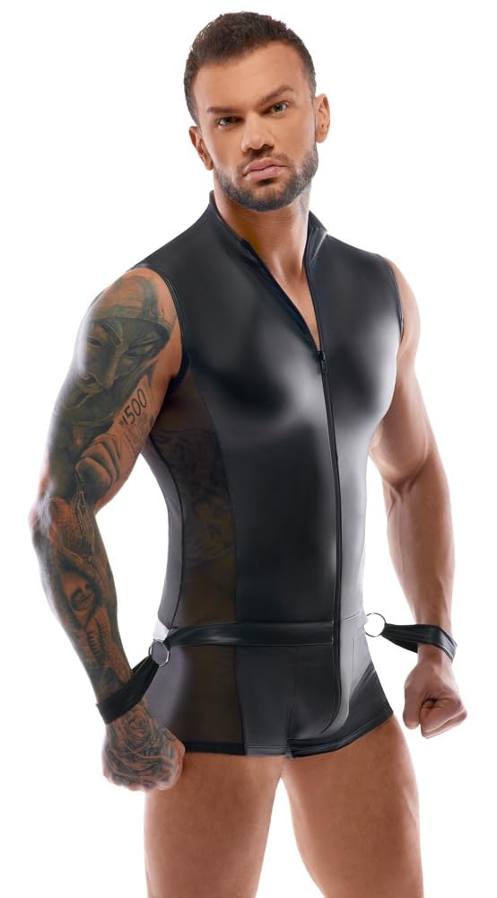 Nek Calzoncillo y tanga eróticos de cuero y látex para hombre Herren Overall&Cuffs M