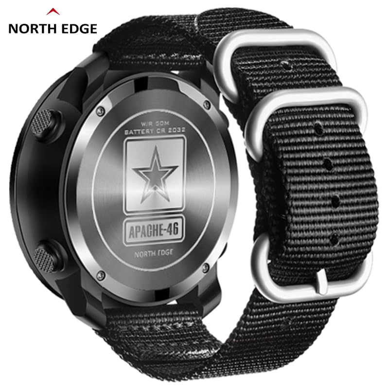 Image of NORTH EDGE APACHE-46 Digital Sports Watch for Men - Military Tactical Survival Watch with Compass, Temperature, Steps Tracker