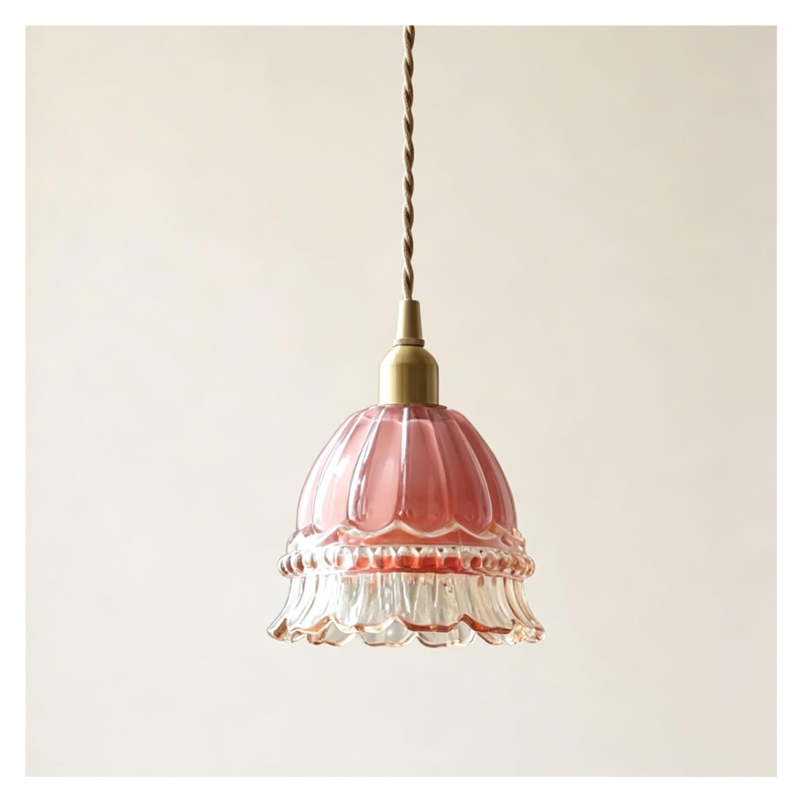 LUOYAOB Vintage Glass Pendant Light Brass Finish Ceiling Fixture