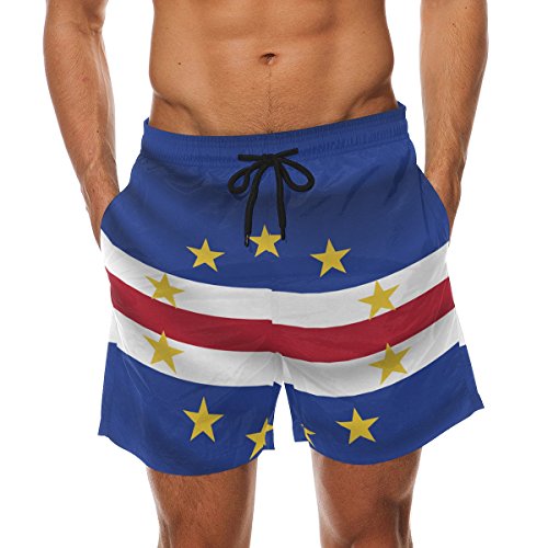 super3Dprinted Cape Verde Flag Men's Swim Trunks Water Beach Shorts with Pockets