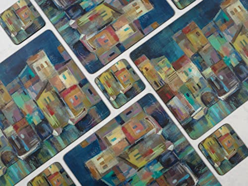 Pimpernel Evening Port Collection Placemats | Set Of 4 | Heat Resistant Mats | Cork-Backed Board | Hard Placemat Set For Dining Table | Measures 15.7” X 11.7” #TOP6