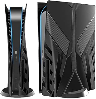HEYSTOP PS5 Faceplate Cover Case Skin for PS5 Console, PS5 Black Side Plates Shell for Playstation 5, Replacement Plate for PS5 Accessories
