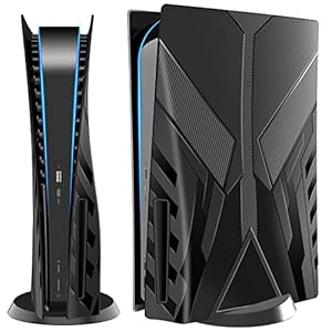 PS5 Plates for PS5 Accessories, Hard Shockproof Cover PS5 Skins Shell Panels for PS5 Console, Anti-Scratch Dustproof Face Plates Replacement Accessories for PlayStation 5 Disc Edition – Black