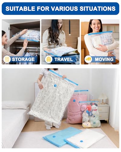 Acual Vakuumbeutel für Kleidung 6er Set - 60x80cm Vakuumbeutel für Bettdecken & Kissen, Wiederverwendbar Vakuum Aufbewahrungsbeutel, Vakuumierbeutel Kleidung Reise, Vacuum Bags for Clothing