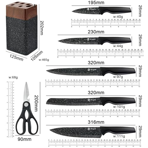 Kitchen Knife Set, 6 Piece Knife Set with Block, Stainless Steel Kitchen Knives for Chopping Chef, Utility,Bread, Filleting & Paring Tools. - Image 4
