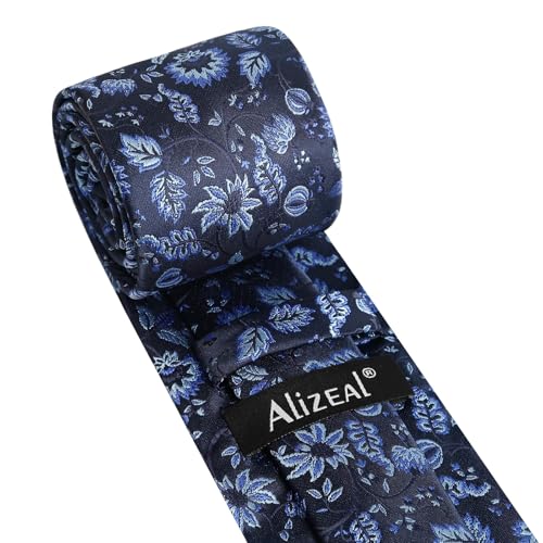 Image of Alizeal Mens 3.15inches Leaf Flower Pattern Tie Set
