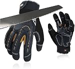 Gants de travail résistants pour hommes, Gants résistants, ANSI Niveau 5/3, Gants de mécanique en cuir d'impact
