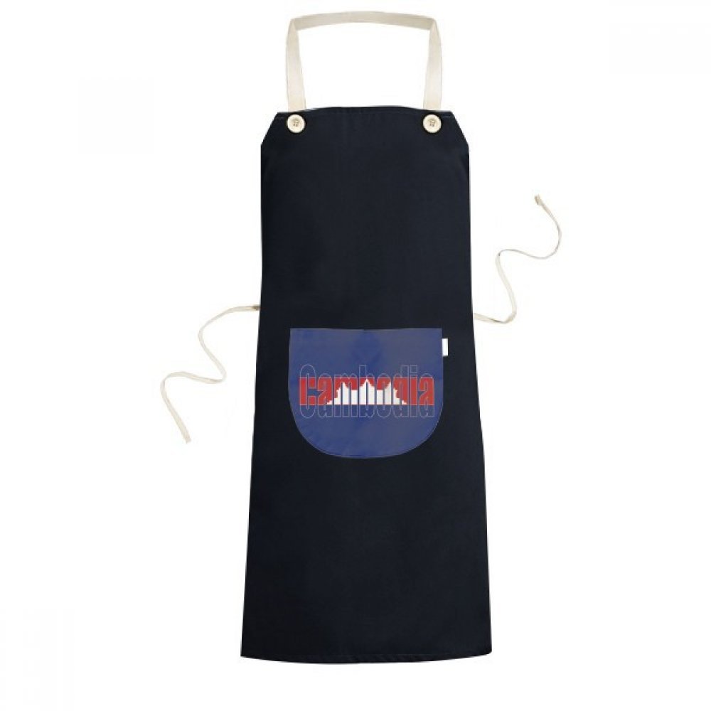 Tablier de cuisine Cambodge noir à bavette réglable avec poche
