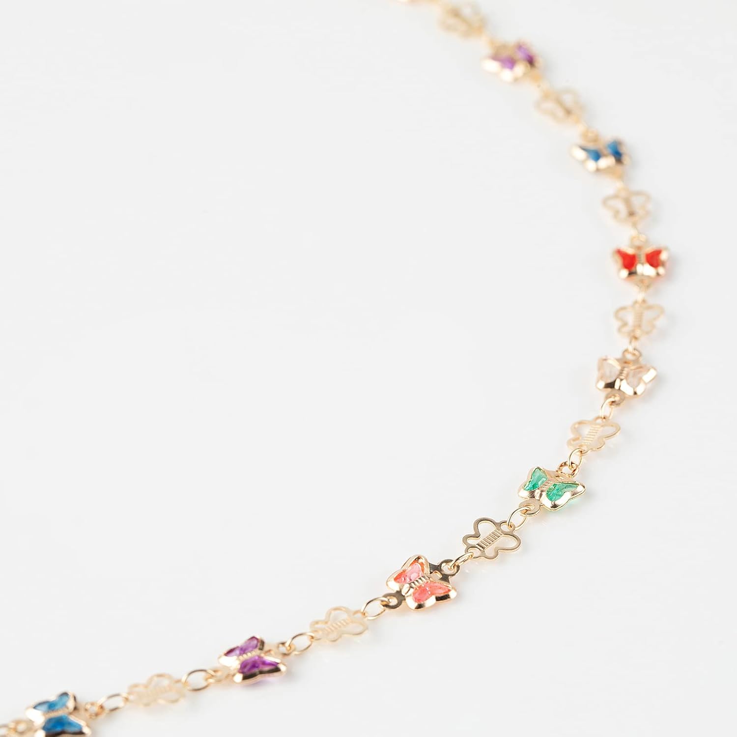 16.4 Feet Gold Plated Necklace Chain for Jewelry Making, Colorful Rhinestone Butterfly Cable Link Chain Bulk with Open Jump Rings and Lobster Clasps