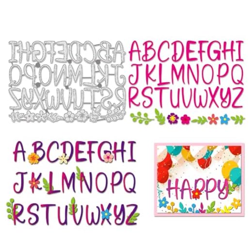 BENECREAT Matrices de Découpe Alphabet à Motifs Pochoirs de Gaufrage Décoratifs de 13.1x18.8cm pour Scrapbooking Album Photo Fabrication de Cartes de Vœux Épaisseur de 0.8mm