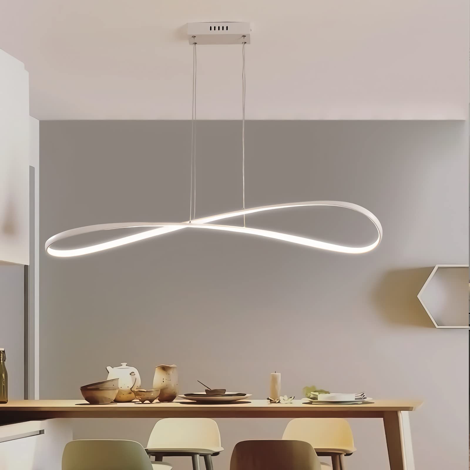 Lustre suspendu LED moderne plafonnier réglable intensité variable - 8