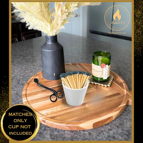 Image of 500 Count - 3 inch Long Black Color Matches | Three Inch Coloful Loose Wooden Safety Match Sticks for Candle Display | Refill Decorative Jar Holder Bottle | Striker Included