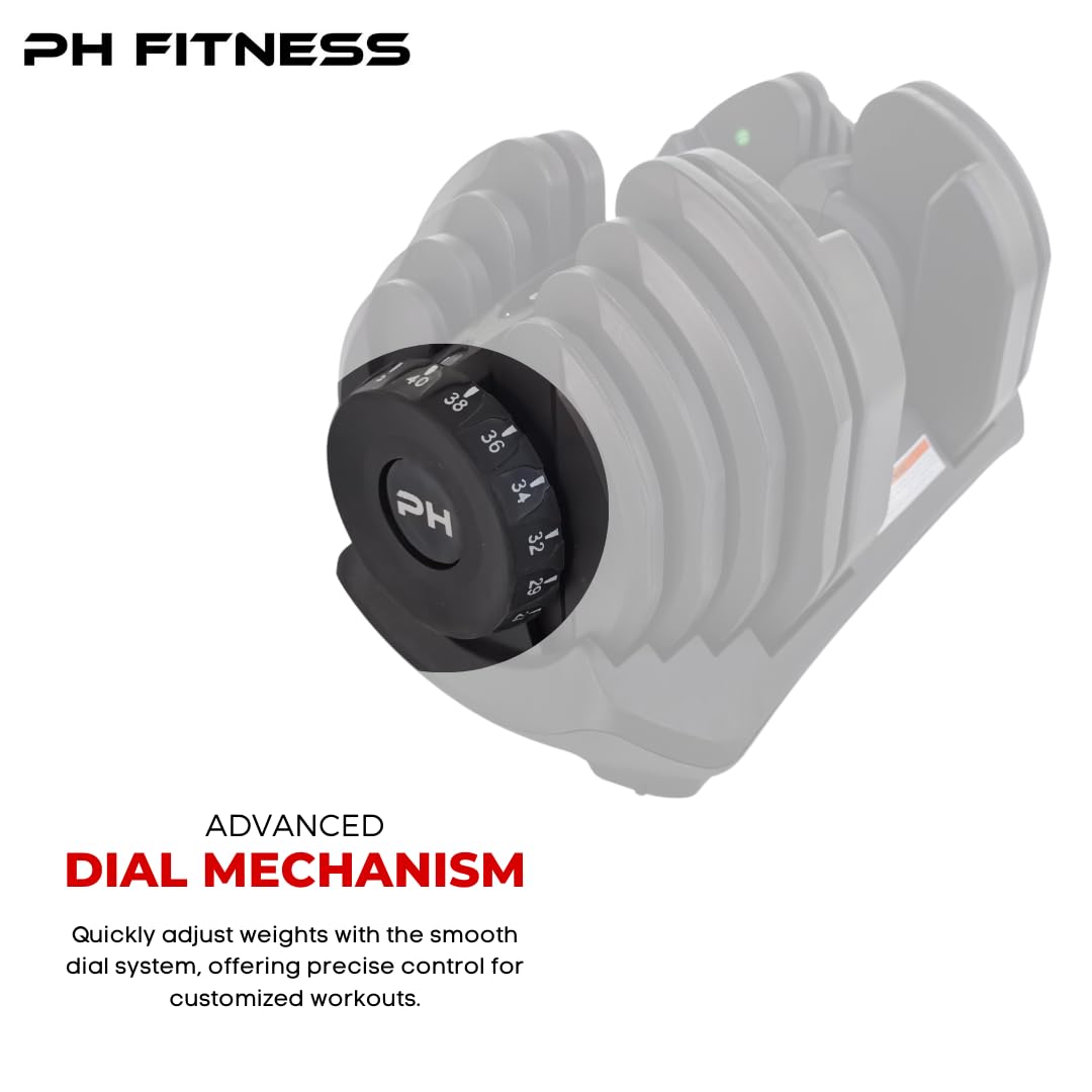 Zestaw Regulowanych Hantli PH Fitness 15-17 Ustawieniami Wagi – Oszczędzający Miejsce, Do Treningu Siłowego, Fitnessu, Podnoszenia Ciężarów i Ćwiczeń (2 Szt.)