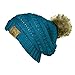 Brina - Deadwood Trading Slouch Beanie with Pom Pom - Ultra-Chic Soft, Warm, Chunky, Winter Skull Cap for Women (Teal)