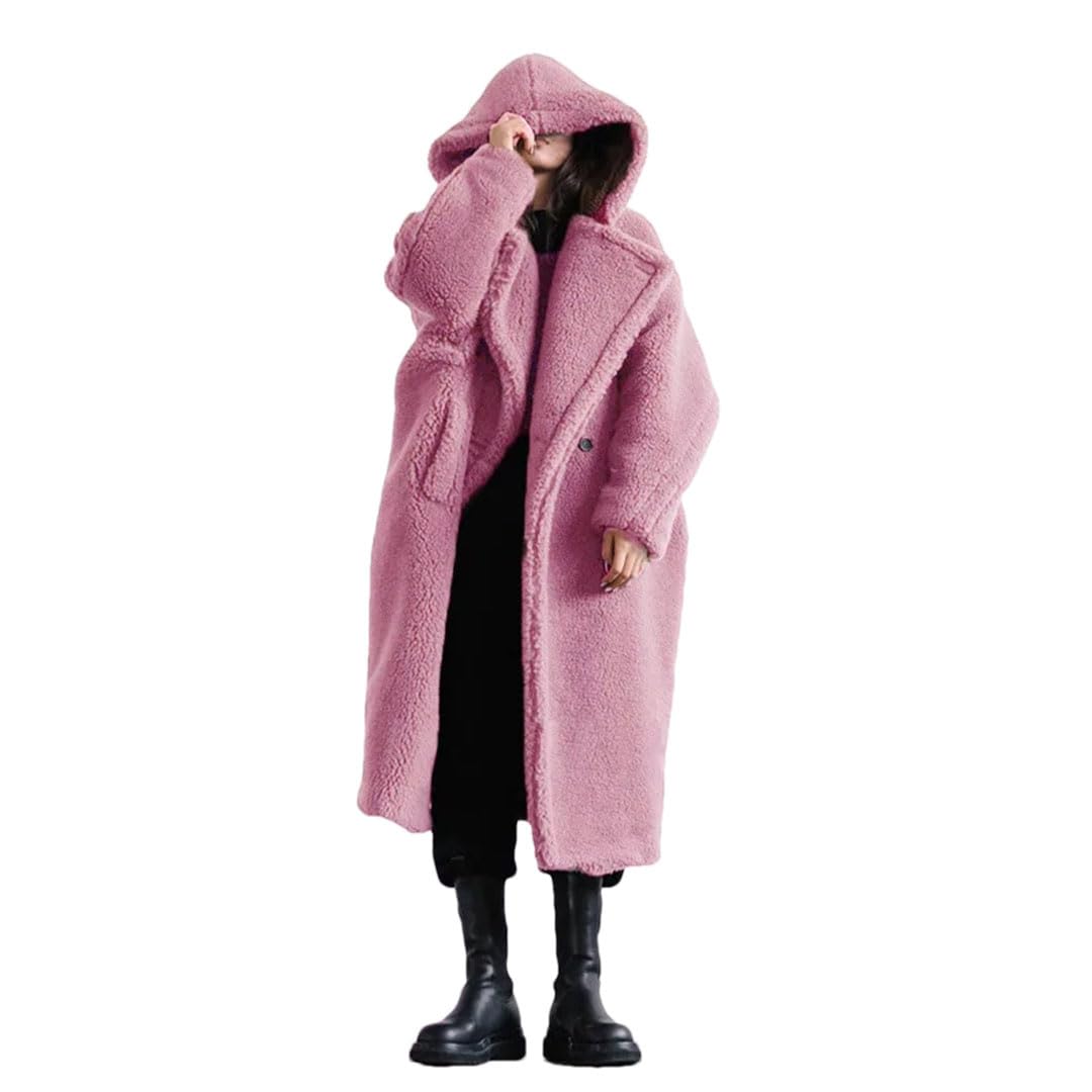 Ropa de invierno para mujer, abrigo de lana con cinturón, parkas largas con capucha, chaqueta cálida de gran tamaño, abrigos de piel, pnnrk, talla S, Pnnrk, S