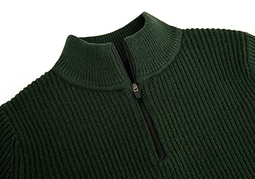 Boys Chunky High Neck Zip Sweater Kids Ribbed Pullover Jumper Winter Knit Tops Outfits3