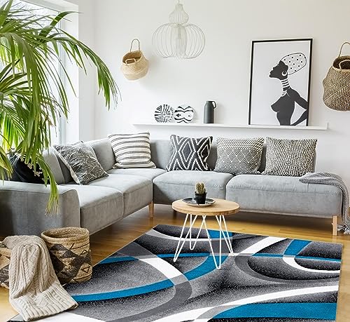 2305 Geometric Abstract Turquoise 2x3 Area Rugs for Entryway