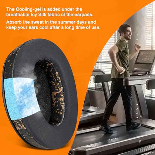Image of SOULWIT Cooling Gel Earpads Cushions for Audio-Technica ATH M50X /M40X, HyperX Cloud /Alpha, SteelSeries Arctis, Ear Pads for Sony MDR-1ABT /1RBT /1RNC /7506, Turtle Beach Stealth 420X /600 - Black Gold