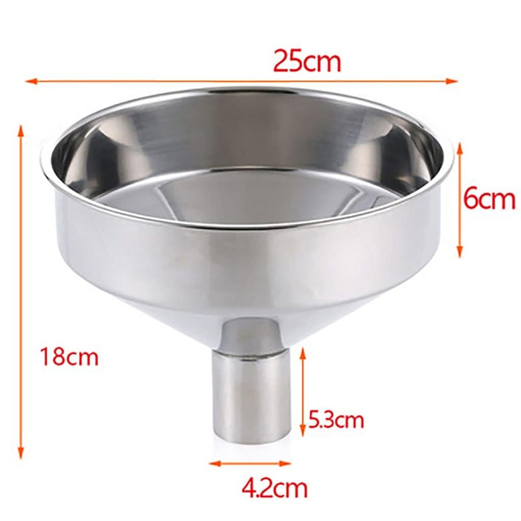 Grande imbuto in acciaio inox, imbuto di riempimento da cucina, dispenser multifunzione per olio e vino con grande diametro (dimensioni: 25 cm/4,2 cm)