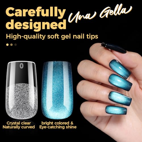 Image of UNA GELLA Medium Square Nail Tips: 240pcs Clear Press on Nails Pre-Etched Half Matte Gel Nail Tips Soft French Acrylic False Nails Extension 12 Sizes Salon Home DIY