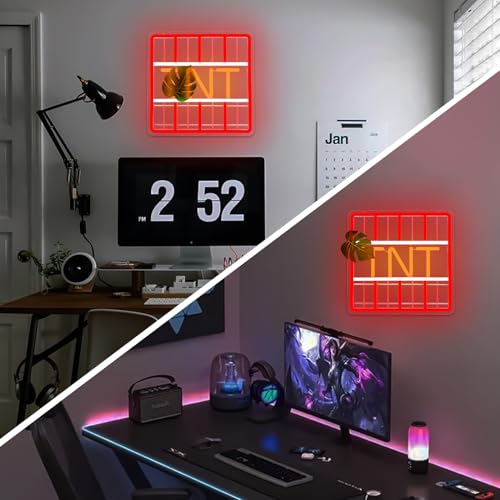Image of Game Neon Sign TNT Block Led Signs Dimmable Gamer Neon Signs for Wall Decor Gaming Light Up Sign for Men Teens Boys Gamer Room Gifts