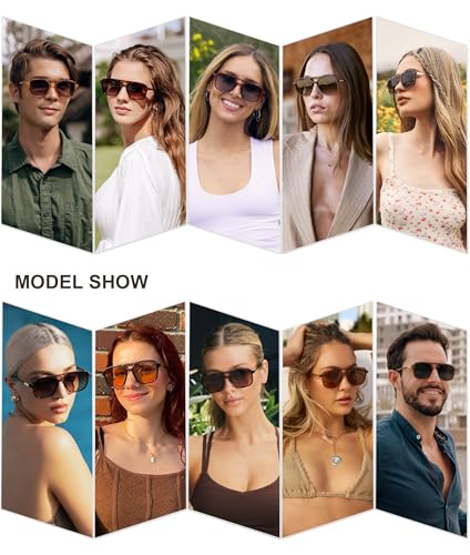 Image of SOJOS Retro Aviator Sunglasses for Women Men,Trendy Rectangle Womens Mens Shades Sun Glasses SJ2202
