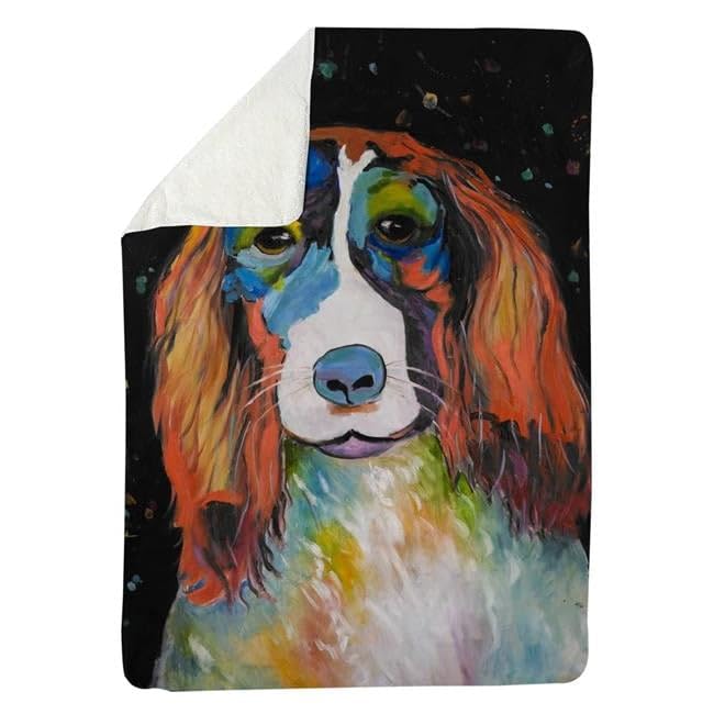 60 x 80 in. Colorful Dog-Sherpa Fleece Blanket